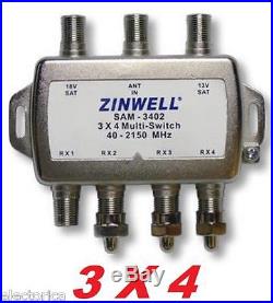 3X4 ZINWELL SAM-3402 SW34 MULTI-SWITCH For LNB DIRECTV 2X4 BELL DISH SATELLITE