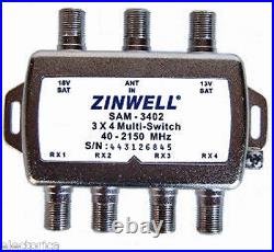 3X4 ZINWELL SAM-3402 SW34 MULTI-SWITCH For LNB DIRECTV 2X4 BELL DISH SATELLITE