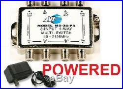 3x4 Multi-switch Lnb Power Supply Sw34 Fta Satellite Bell Dish Network Splitter