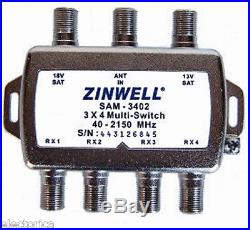 3x4 Multi-switch Quad Output Lnb Zinwell Sw34 2x4 Sw24 Sw34 Bell Satellite Lnbf