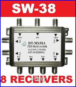 3x8 Multi-switch Sw38 Satellite Lnb Bell Dish Network Bev Fta Free To Air Bev