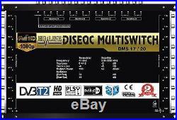 Commutateur Diseqc Multiswitch 17/20 HDTV 3D 4 satellites 1 terrestre 20 démos