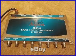 EAGLE ASPEN 500334 5 INPUT 8 OUTPUT 54-2150 MHz SATELLITE MULTISWITCH with AC CORD
