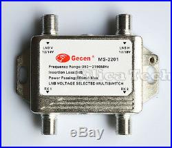 Gecen 2x2 13V/18V in, 2 out Satellite LNB V/H multi-switch MS-2201