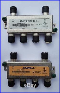 Lot of 8 ZINWELL 2x4 SATELLITE Multi Switch 4 OUTPUTS MS2X4R0-03 Directv Dish