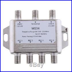 Multi Switch LNB Satellite FTA 4 Outputs Combiner LNBF Dish MS34 Silver