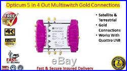 Opticum OMS 5 In x 4 Out Satellite & Terrestrial Multiswitch Gold Connections