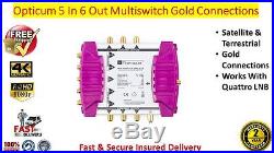 Opticum OMS 5 In x 6 Out Satellite & Terrestrial Multiswitch Gold Connections