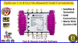 Opticum OMS 5 In x 8 Out Satellite & Terrestrial Multiswitch Gold Connections
