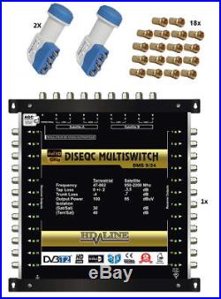 SET MULTISWITCH PRO 9/24 relier 2 Satellites + 1 antenne / max 24 décodeurs TV