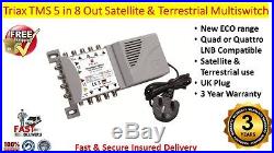 Triax TMS 5 in 8 Out Satellite & Terrestrial Multiswitch Quad Or Quattro LNB