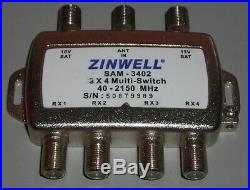 Zinwell SAM-3402, 3 x 4 Multi Switch 40Mhz-2150Mhz Satellite DirectTV Approved