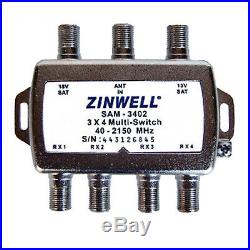 Zinwell SAM-3402, 3 x 4 Multi Switch 40Mhz-2150Mhz Satellite DirectTV Approved