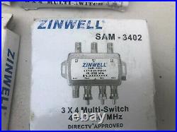 Zinwell SAM-3402, 3X4 MULTI-SWITCH QUAD OUTPUT LNB SATELLITE, Lot Of 5