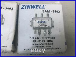 Zinwell SAM-3402, 3X4 MULTI-SWITCH QUAD OUTPUT LNB SATELLITE, Lot Of 5